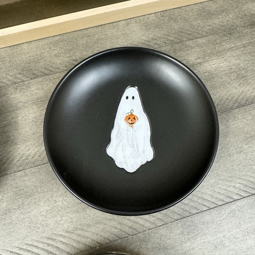 Pottery Barn Scary Squad Stoneware Appetizer Plates Mixed Set/4 Black Halloween - Picture 7 of 10