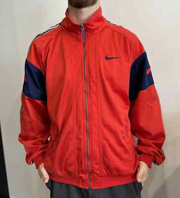 NIKE VINTAGE TRACK JACKET FULL ZIP BIG LOGO USA 1990s 90s BLOKE RETRO USA NIKE VINTAGE TRACK JACKET FULL ZIP BIG LOGO USA 1990s 90s BLOKE RETRO USA