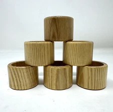 Kemp & Beatley Inc Natural Round Wood Napkin Ring Holders Set of 6 Tableware