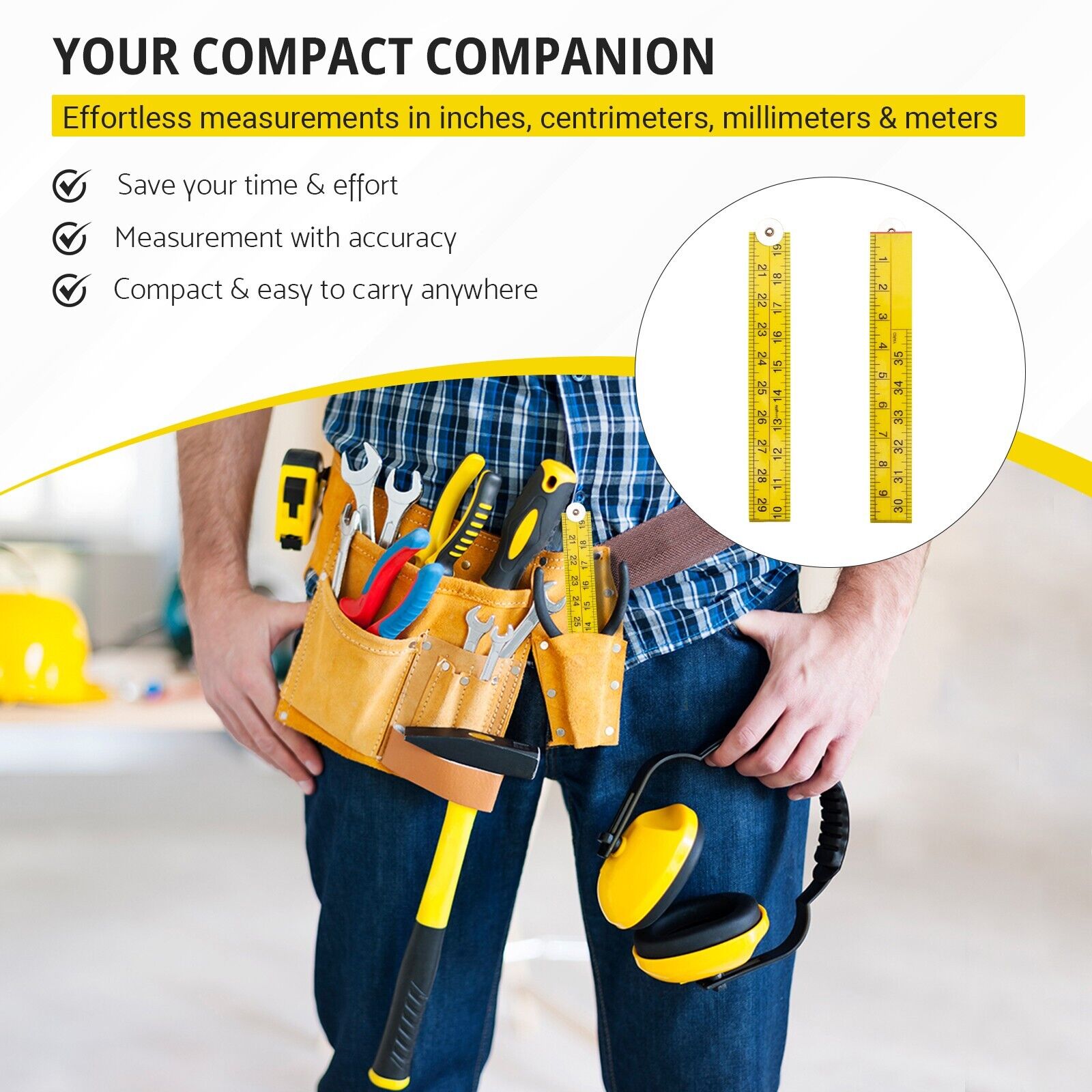 Folding Meter/Yard Stick 526 Reversible Centimeters/Inches/Feet