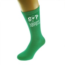 SIP Happens Design Green Socks Mens  Ladies - N1088