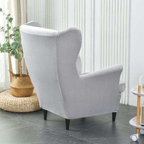 Stretch Wingback Chair Covers Soft Velvet Wing Back Armchair Cover Protector - Picture 16 of 55