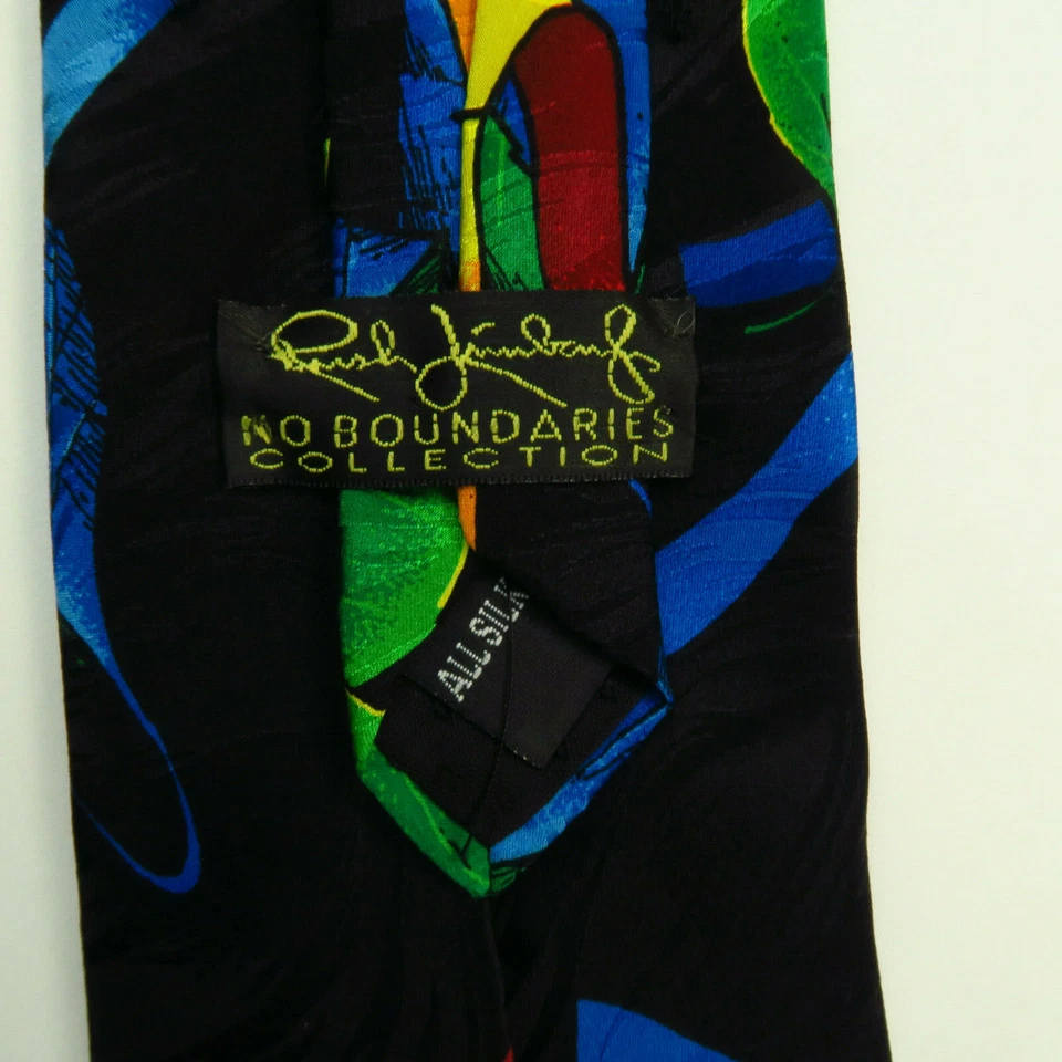 Corbata de cuello vintage Rush Limbaugh para hombre colorida floral 58"x3,75" años 90 sin límites Foto 3 de 4