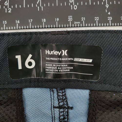 Hurley Nike Dri Fit Shorts Boys Youth Size 16 Bermuda Hybrid Black Nylon Blend - Picture 6 of 9
