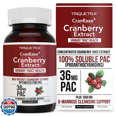 CranEaze : Cranberry Juice Extract Plus D-Mannose   36 mg PAC, 100% Soluble P