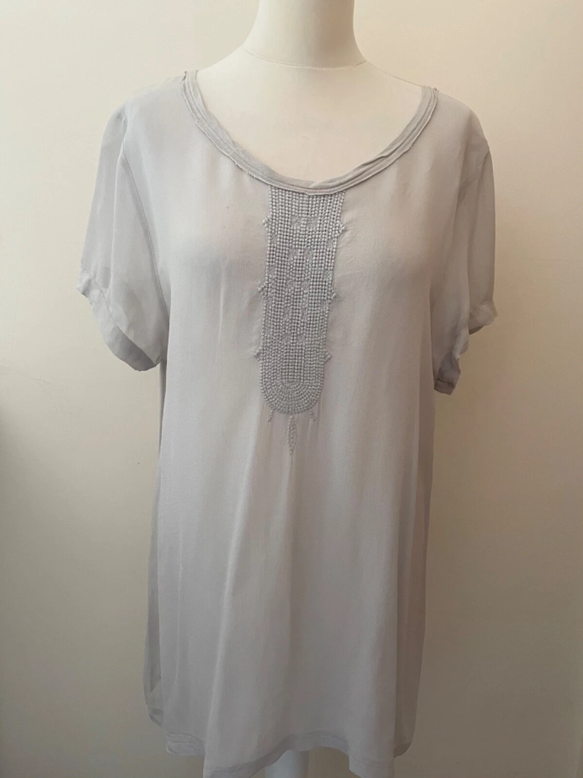 DAY BIRGER ET MIKKELSEN GREY SCOOP NECK SHORT SLEEVED TOP SIZE XL