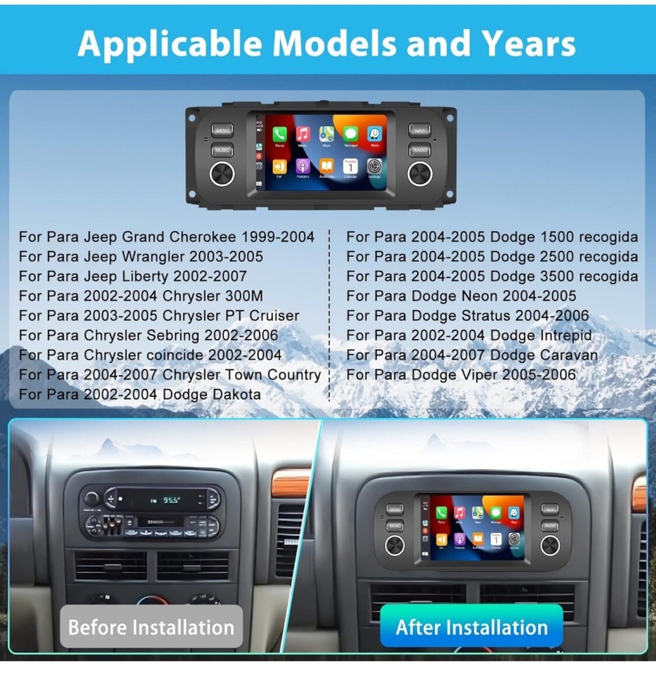 Android 13 Car Stereo Radio GPS Head Unit Apple Carplay for Jeep Dodge