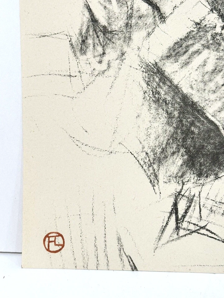 复古红色邮票 Henri de Toulouse Lautrec 法国原创艺术印刷品 二手状况完好 14.5 x 11 — 第 3/4 张图片