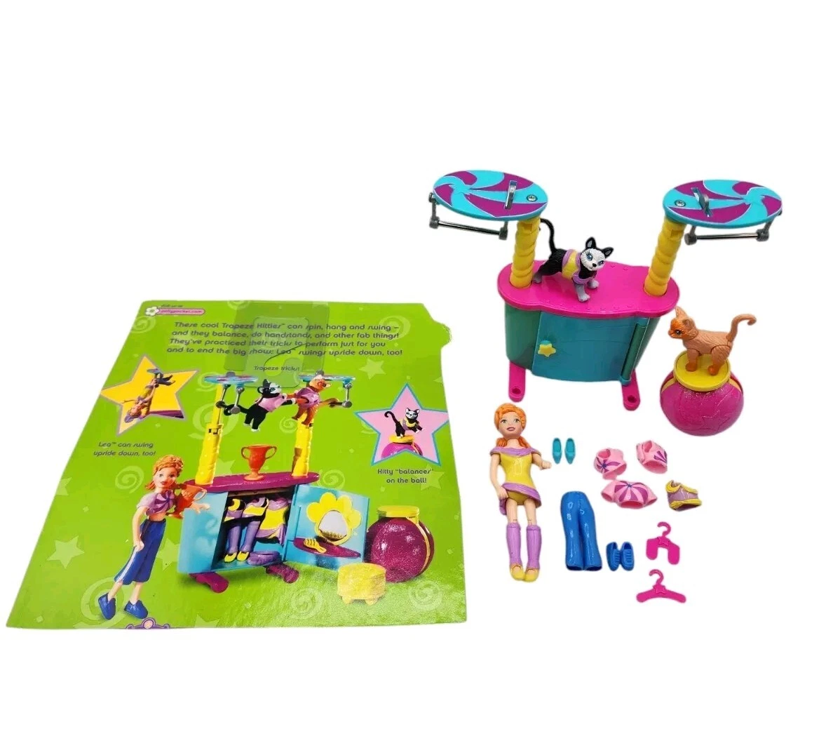 Vintage Polly Pocket 2003 Dazzlin' Pet Show Trapeze Kitties Cat