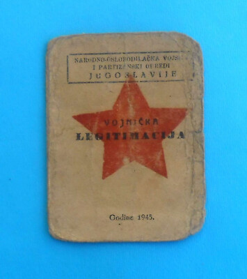 WK2 - JUGOSLAWIEN PARTISANEN Original Vintage Personalausweis ausgestellt 1945. J. RRR