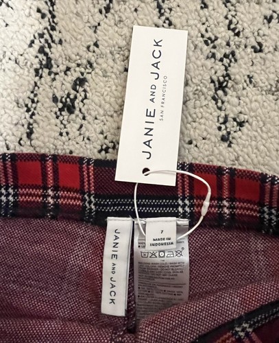 NWT Janie And Jack Navy Plaid Leggings Size 7 - Picture 2 of 2