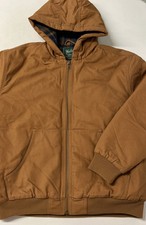 WOOLRICH Men's Hooded Canvas Utility Jacket Full Zip Flannel Lined Chore Work L
