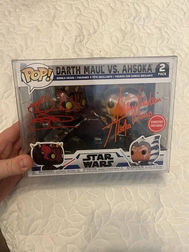 STAR WARS Funko Pop Darth Maul vs Ahsoka Signed by Ashley Eckstein and Ray Park