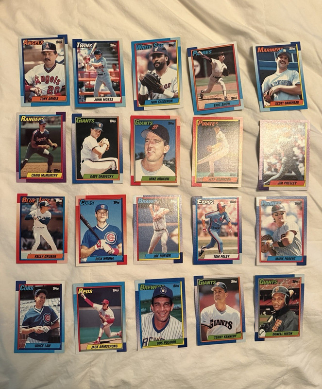 Topps 1990 Topps MLB Baseball Trading Card Lot - 91 Cards, Vintage, Original