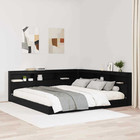 Headboard Black Oak Engineered Wood 180x200 cm Storage Shelf L-Shape Corner Unit