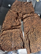 Zara Women s Animal Print Wide Leg Pants Brown Black Size S