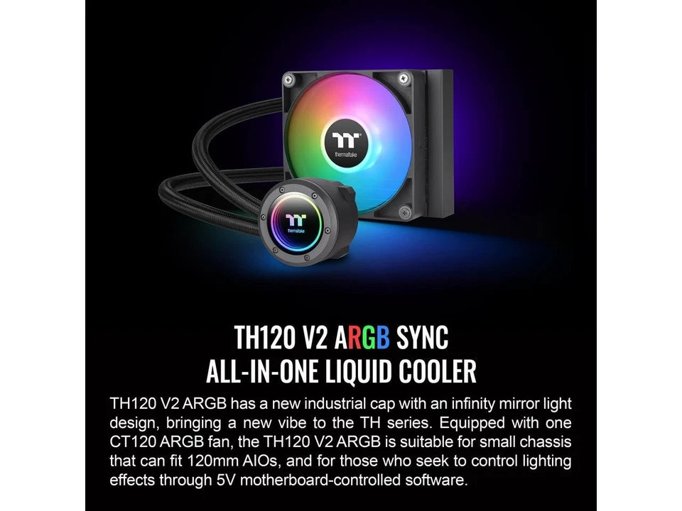 Thermaltake TH120 ARGB Sync V2 CPU Liquid Cooler/AlO Liquid Cooling/Fan - Image 2 of 4