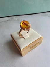 Amber Ring Rose Gold 14k Adjustable Vintage Jewelry Birthday Gifts For Women 