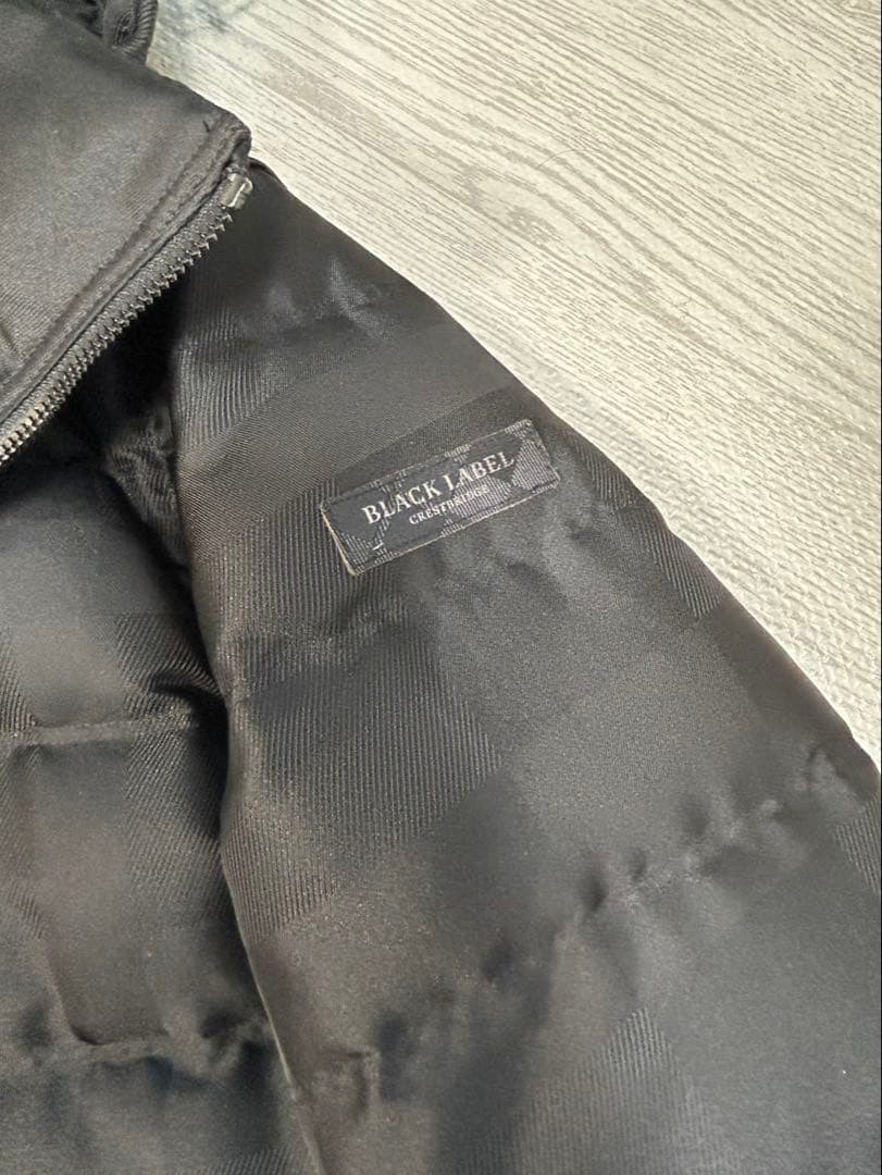 BLACK LABEL Hooded Down Jacket Black Check Lining Men's Outerwear Used thumbnail 3