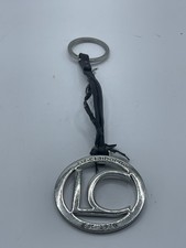 Vintage Liz Claiborne Purse Fob Key Ring Black Leather Silver Tone Metal