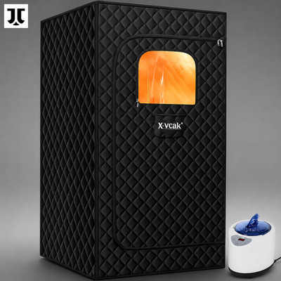 AS IS - X-Vcak KC-S01 - 2.6'x2.6'x5.9' Sauna Box for Home with Steamer, Black