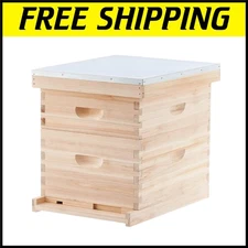 Durable Fir Wood Beehive Kit: 10 Frame Langstroth, Easy Assembly & Transport