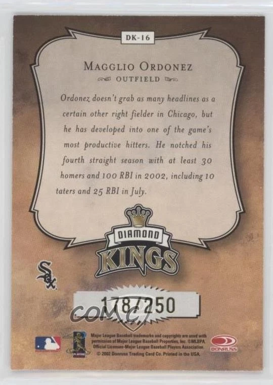 2003 Donruss Diamond Kings Studio Series /250 Magglio Ordonez #DK-16 - Image 2 of 2