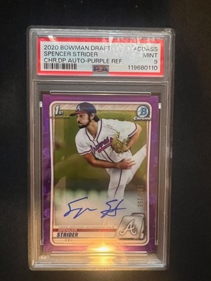 2020 Bowman Draft Spencer Strider 1st bowman Purple refractor auto PSA 9 200/250