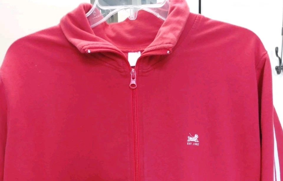 Conjunto Y2K Central Park Mujer 2X Cremallera Chaqueta Pantalón Chándal Rojo Preppy Foto 2 de 4