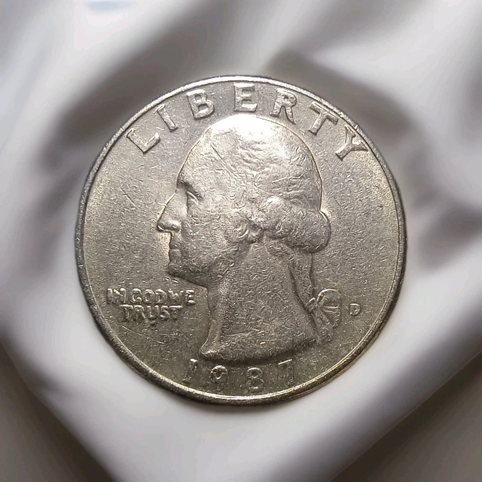 Washington Quarter A 1987 D gema revestida excelente brillo agudo golpe Foto 4 de 4