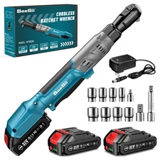 Seesii 3/8" Cordless Right Angle Ratchet Wrench 66Ft-lbs Brushless 2x Battery