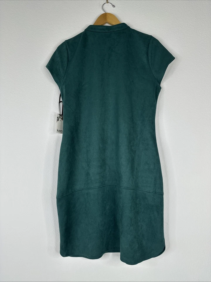 Vestido recto Kensie imitación gamuza para mujer talla 8 verde pino manga corta NUEVO Foto 3 de 4