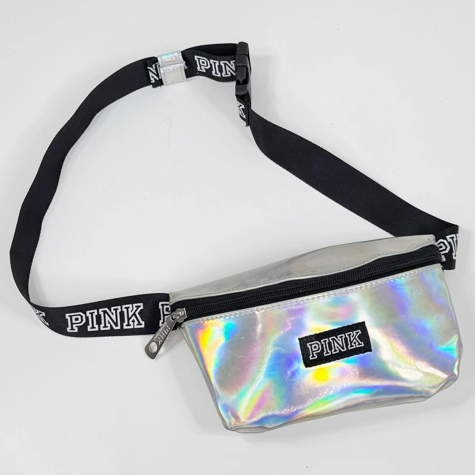 Riñonera holográfica iridiscente rosa de Victoria’s Secret plateada Foto 2 de 4
