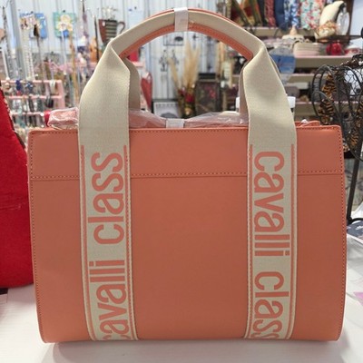 Cavalli Class Serafina Large Top Handle Tote Coral Haze Genuine Leather MSRP$118