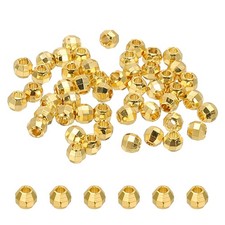 50Pcs 4mm Faceted Filled Spacer Beads for Jewelry Making DIY, 18K Gold
