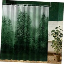 Forest Shower Curtain Tree, 70x72 Inch  70"W x 72"L Pack of 1 Green
