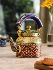 Handpainted Rajasthani Traditional Aluminium Decorative Tea Kettle - Colorful, U