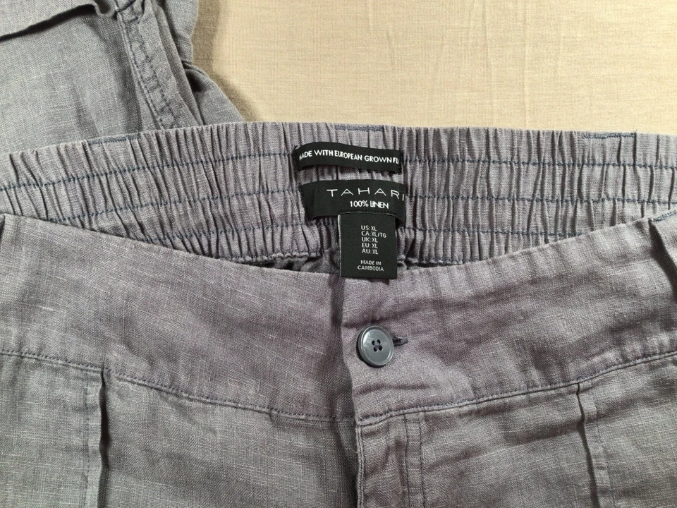Pantalones de lino para mujer Tahari XL gris Foto 2 de 3