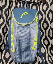 Head Tour Team Tennis Backpack 2 Racquet Carrying Bag w/Pad Straps Blue / Lime