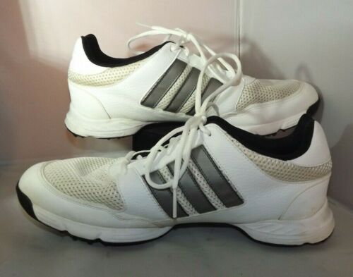MEN'S ADIDAS GOLF SHOES #114287847 SIZE 12 WHITE,DARK SILVER. LEATHER, MESH.