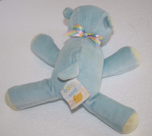Baby Ganz Hippo 7" Blue Plush Chime Rattle Rainbow Bow Stuffed Soft Toy Vtg 1998 - Picture 4 of 4