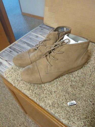 Chicas'S Mad Love Shelby Cuña Botas con cordones de moda Bronceado Talla 6  | eBay