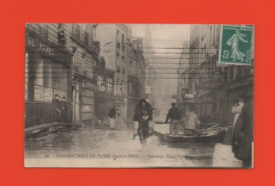 Floods of PARIS - January 1910 - Place Maubert ..... (Ref. i 9150)