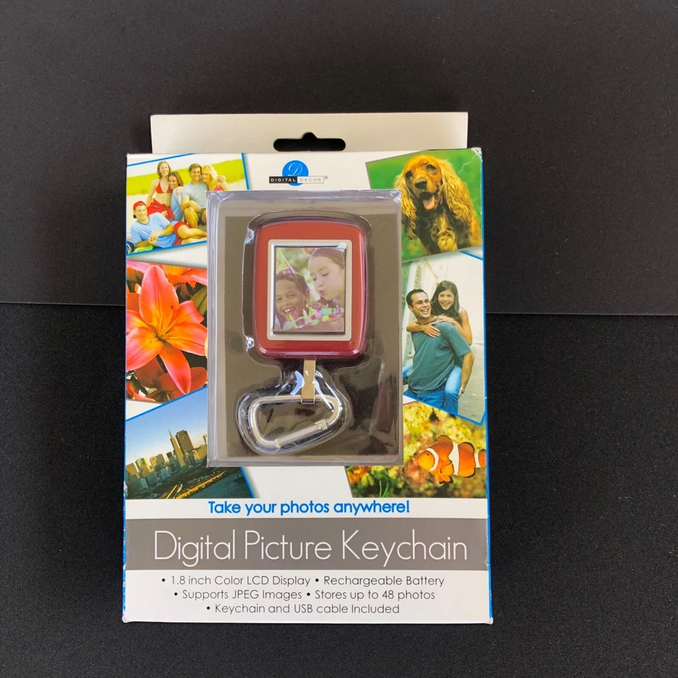 Digital Picture Keychain - 1.8 inch Color LCD Display Red USB Cable Included - Image 2 of 3