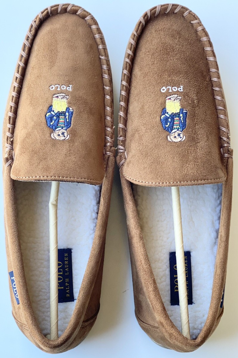 Polo Ralph Lauren Men's Declan Bear Brown/Tan Moccasin Slipper