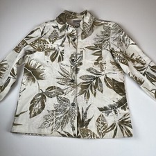 Chico's Womens Size 1 Dress Coat Jacket Button-Up Lace Embroidery Palms