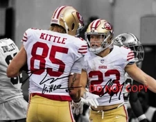 CHRISTIAN McCAFFREY & GEORGE KITTLE - 49ers Autographed Signed 8x10 RP Photo !!