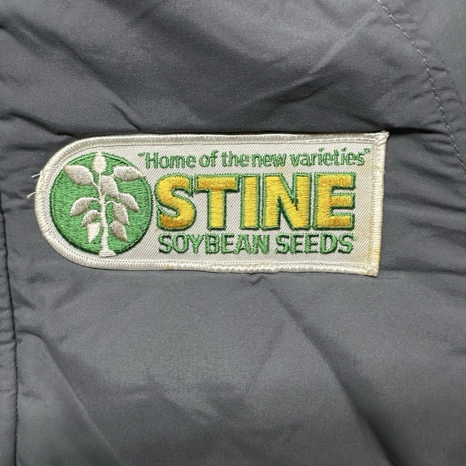 Vintage Swingster Jacket Mens Medium Gray Bomber Soybean Farming Made In USA - Image 3 of 4