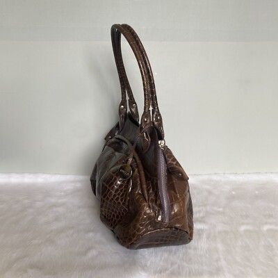 FURLA Vintage Brown Croc Embossed Leather Shoulder Bag | eBay