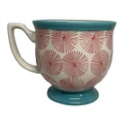 Pioneer Woman Happiness 15oz Coffee Mug Foot Starburst Design Turquoise